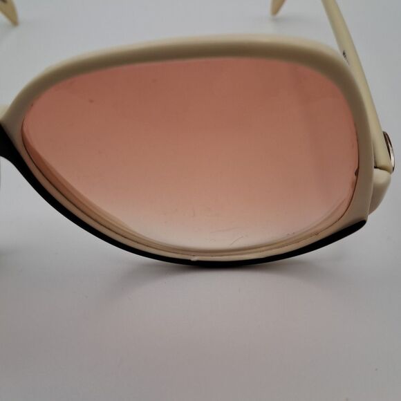 Vtg VIGNERI Sunglasses B color White/ Black Hong Kong Oversize Retro Rose Lens main image 6